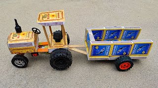 How to make Matchbox Tractor at Home  Diy Mini Tractor  Mini Tractor Science Project [upl. by Ev644]