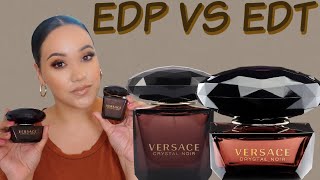 VERSACE CRYSTAL NOIR EDT VS EDP COMPARISON amp REVIEW  MY PERFUME COLLECTION 2021 [upl. by Eyram]