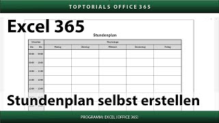 Stundenplan selbst erstellen für Anfänger  Excel 365 Tutorial [upl. by Hsoj]