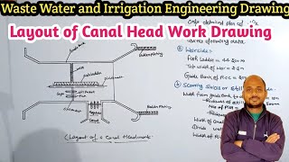 canal head work drawing  waste water and irrigation engineering drawing 5th semester [upl. by Ardra]