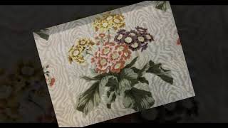 Jean Monro Polyanthus color Greige Chintz Fabric on Sale [upl. by Arakat]