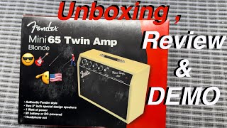 FENDER MINI 65 TWIN AMP  UNBOXING  REVIEW amp DEMO 😎🎸🦯🫡🇺🇸👨🏻‍🦯 [upl. by Sandy]