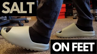 Yeezy Slide Salt Unboxing  On Feet [upl. by Jump341]