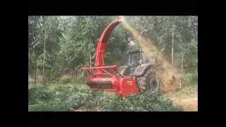 Biomass Harvesting Ahwi H600 on Tractor Valtra [upl. by Atina]