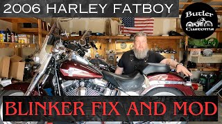 Harley Davidson Fatboy Aftermarket Rear Blinker Fix and Mod [upl. by Allenad]