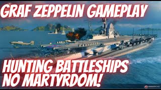 Wows Blitz Graf Zeppelin  Hunting Battleships  No Martyrdom [upl. by Atiuqa801]