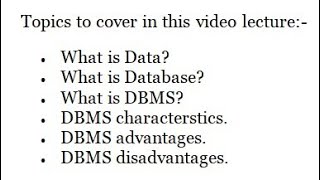 What is DBMS data database characteristics advantages disadvantages  Jayesh Umre [upl. by Nahpos]