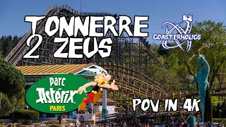 Tonnerre 2 Zeus POV  Parc Astérix 2023 4K [upl. by Iliam]