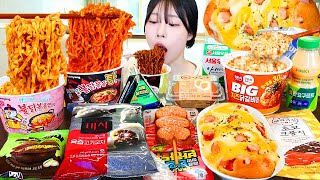 ASMR MUKBANG 편의점 직접 만든 불닭 떡볶이 소세지 김밥 디저트 먹방 amp 레시피 Convenience Store Food EATING [upl. by Kcirtap]