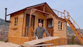 Build tent shelters equal livable wooden house  Living room and Kitchen construction [upl. by Ydarb]