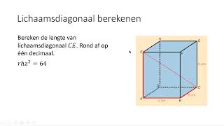 Lichaamsdiagonaal berekenen 3 VMBOKGT amp 4 VMBOKGT [upl. by Ahtabat]