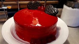 MIRROR GLAZE RED VELVET VALENTINE CAKE [upl. by Ennovaj]