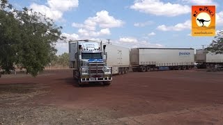 Massive road trains at roadhouses in outback Australia [upl. by Bank355]