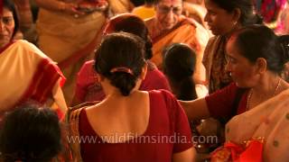 Lighting the lamps and playing with vermillion Durga Puja celebrations [upl. by Elboa162]