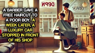 A Barber Gave a Free Haircut to a Poor Boy A Week Later A Luxury Car Stopped in Front of His Shop [upl. by Akemal992]