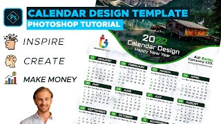 2022 Modern Calendar Design Template  Adobe Photoshop Tutorial [upl. by Aninahs976]