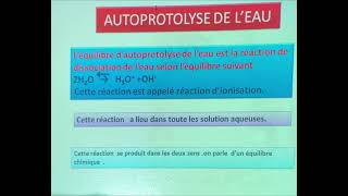 L ’ autoprotolyse de l ‘ eau 2Bac [upl. by Lancaster]