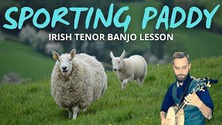 How to play Sporting Paddy  Irish Tenor Banjo With Tabs [upl. by Goeselt]