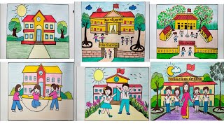 Tổng hợp 6 cách vẽ tranh trường học hạnh phúc đơn giản đẹp nhấtHow to draw a schoolLove Drawings [upl. by Marinna]