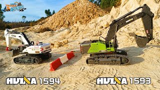 HUINA 1594 VS 1593  Tug Of War  Test amp Comparison  RC Construction Excavators  CarsTrucks4Fun [upl. by Adaj717]