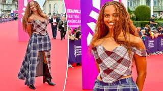 Malia Obama makes rare red carpet appearance in Vivienne Westwood to promote her directorial debut [upl. by Leamhsi]