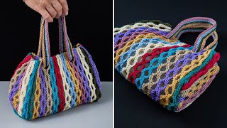 How to crochet a multicolor bag from yarn scraps easily Miarti🧶 [upl. by Grados]