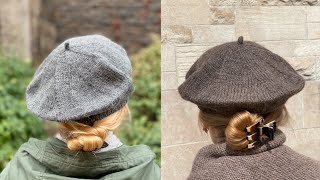 How to Knit Top Down Beret With various bands Step by step Easy knitting for beginners [upl. by Hembree907]