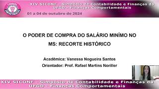 Vídeo Artigo  O PODER DE COMPRA DO SALÁRIO MINÍMO NO MS RECORTE HISTÓRICO [upl. by Nomannic344]