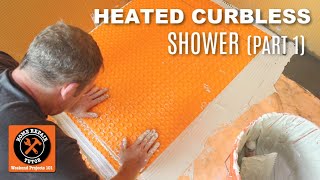 DITRAHEAT Mat Installation Schluter Curbless Shower Part 5 [upl. by Ydniahs768]