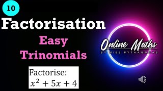 Grade 10 Factorisation L3 Trinomials Easy  Mathematics [upl. by Haily17]