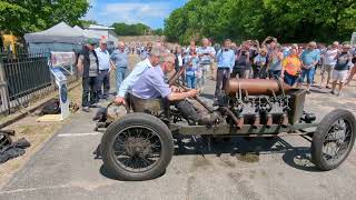 Mark Walker starts 1905 200hp V8 Darracq at Brooklands Centenary of Speed 17522 [upl. by Aivatnahs]