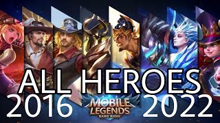 ALL HEROES IN MOBILE LEGENDS 2016  2022 [upl. by Suivatal433]