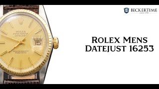 Mens Rolex TwoTone 18KSS Datejust Watch with Gold Champagne Dial 16253 [upl. by Enoitna]