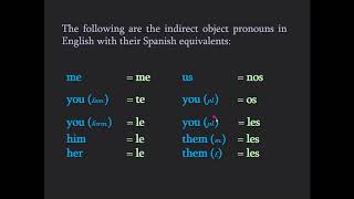 Spanish Indirect Object Pronouns [upl. by Orgel]