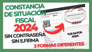 CONSTANCIA DE SITUACION FISCAL SIN CONTRASEÑA SIN EFIRMA [upl. by Ymereg563]