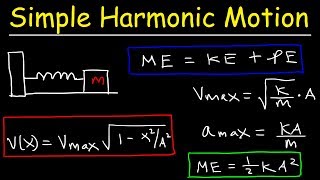 Energy In a Simple Harmonic Oscillator  Maximum Velocity amp Acceleration Calculations [upl. by Suehtomit]