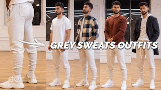 5 Stylish Ways To Wear Grey Sweat Pants For Men [upl. by Ellenaej]