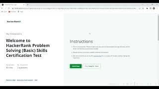 HackerRank Problem Solving Skill Test [upl. by Morentz]