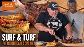 Ken Griffey Jr And Chad Ward Grill Surf amp Turf  Traeger Grills [upl. by Hazen]