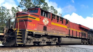 Norfolk Southern Heritage Unit NS 8114 Trails on 29F at Crawford FL [upl. by Otrevlig114]