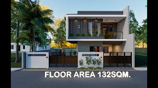 HOUSE DESIGN 2 Storey 2Bedroom 132 sqm  Exterior amp Interior Animation [upl. by Wiersma]