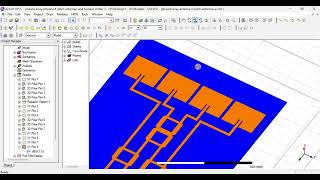 phased array antenna with 4 patches and 8 phase shifters design simulated results HFSS [upl. by Graff]