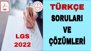 LGS 2022 TÜRKÇE SORULARI VE ÇÖZÜMLERİ [upl. by Nash]