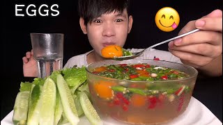 MUKBANG ASMR EATING SPICY PICKLED EGGS  Pickled eggs yolk in fish sauce  Spicy Delicious [upl. by Jarad]