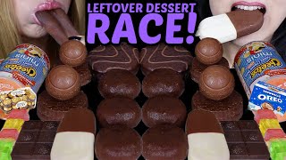 ASMR LEFTOVER DESSERT RACE OREO SNOWBALL CHOCOLATE MOCHI ICE CREAM RAINBOW JELLY STICKS PIES 먹방 [upl. by Hailahk705]