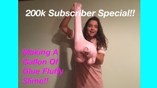 Making A Gallon Of Glue Fluffy Slime 200k Subsciber Special [upl. by Danyluk]