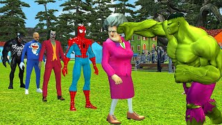 SpiderMan vs scary teacher vs Joker vs venom with Hulk big slap challenge funny GTA 5 Superhero [upl. by Solorac509]