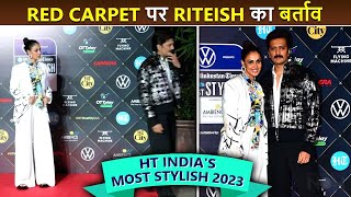 Genelia Left EMBARRASSED As Riteish Deshmukh Leaves The Red Carpet  HT Indias Most Stylish Awards [upl. by Hyams]