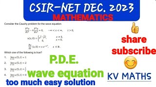 CSIRNET MATHEMATICS DEC 2023 PDE solutionwave equation by Dalembert formulacsirnet pde dec 2023 [upl. by Odraode994]