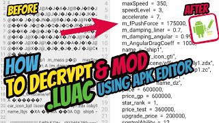 How to decrypt and Mod Luac files Using Apk editor [upl. by Rabassa105]